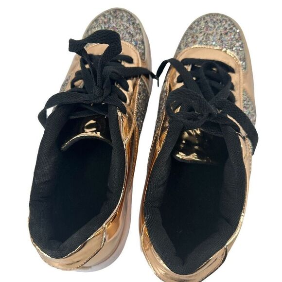 Glitter Metallic Rocking Sneakers Fashion Rose Gold Rainbow Glitter US Size 7 - Picture 6 of 10